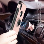 Wholesale iPhone Xr 6.1in 360 Rotating Ring Stand Hybrid Case with Metal Plate (Rose Gold)